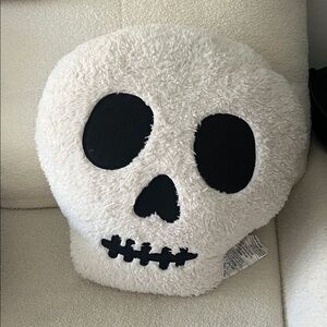 Cozy White Skull Pillow